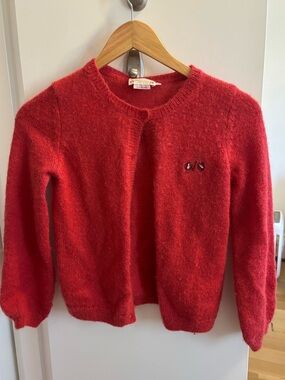 Bonpoint Red Crewneck Sweater with Cherry Motif